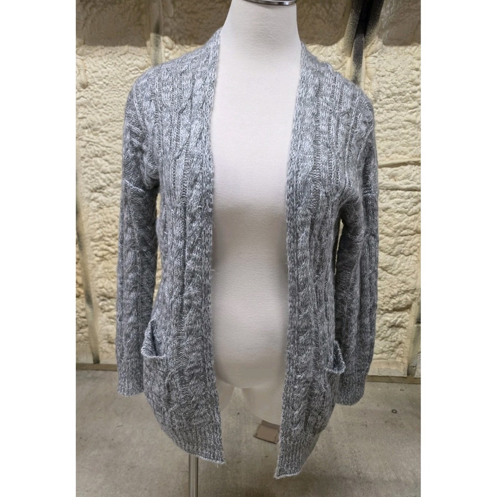 American Rag by Cie Womens XL Gray Heather Cable Knit Open Front Long Cardigan